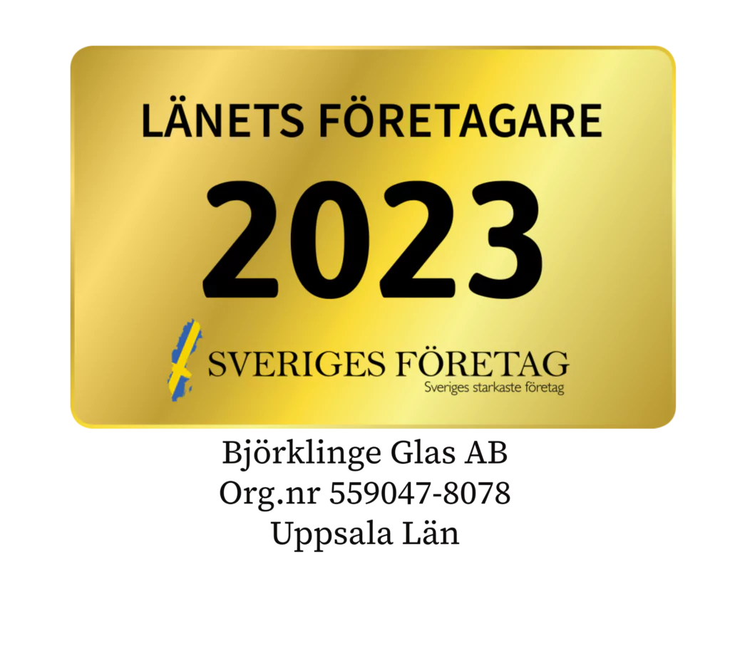 Sigill som visar att Björklinge Glas blev länets företagare